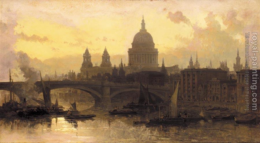 David Roberts : St Pauls from the Thames Looking West
